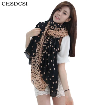 

CHSDCSI Large Scarf Dot Shawl Hot New Women Scarves Black Gray Soft Lady Comfortable Long Neck Voile Stole Warm Scarves 170*60cm