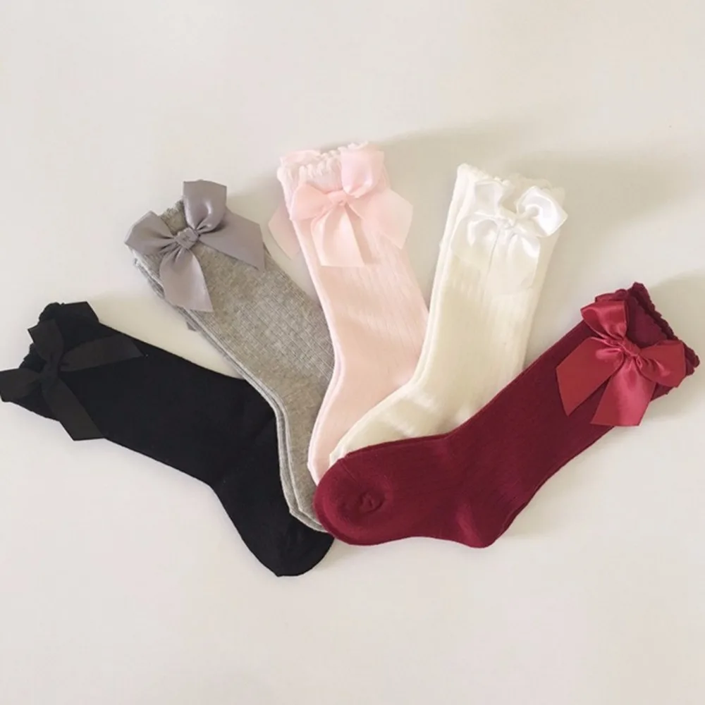 WEIXINBUY 2017 New Baby Girls font b Socks b font Knee High with Bows Princess Cute