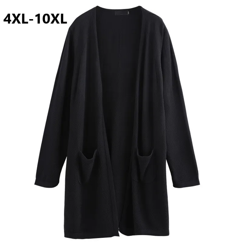 Размера плюс 10XL 8XL 4XL Для женщин осень кардиган свитер длинный рукав длинная