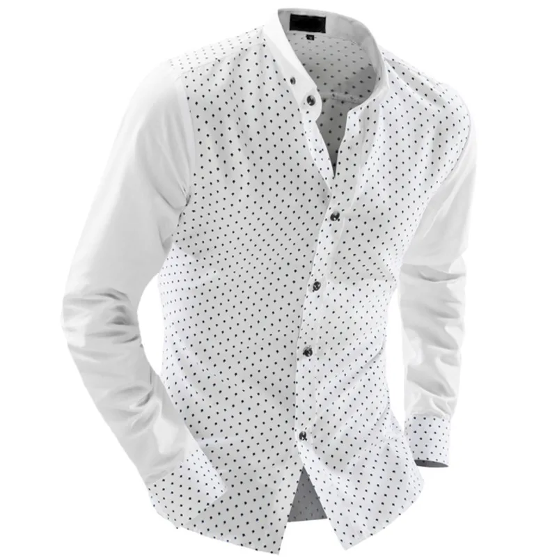 FDWERYNH 2018 мужские деловые рубашки в повседневном стиле Весна Осень Slim Fit Dot отложной