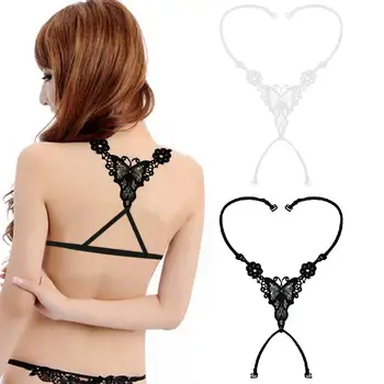 

MISS M Women Sexy Invisible Bra Free Strap Slip Cross Strap Back Strap Backless Bowknot Bra Adjustable Shoulder Strap