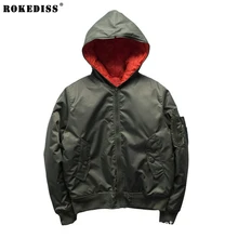 Thick men Bomber Jackets 2016 Winter Fashion Hooded Design Black Army Green man Thin Parka Ma1 baseball coats For couple TC502