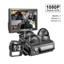 2019 New 4CH SD Mobile Dvr Car Recorder Playback +4x1.3MP AHD Front /Rear View Camera+7Inch Car Monitor For Truck /Taxi /Bus