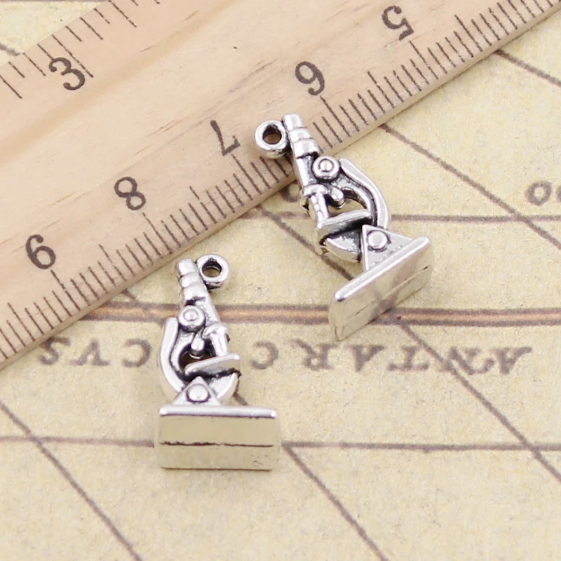 10 pçs encantos microscópio instrumento 21x11x8mm tibetano prata cor pingentes antigo jóias fazendo diy artesanal ofício