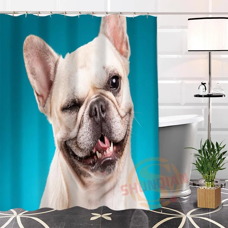 Лучшие красивые пользовательские милые собаки занавески для душа занавес для ванной шторы для ванной из водонепроницаемой ткани больше размеров LQ#9 - Цвет: Розовый