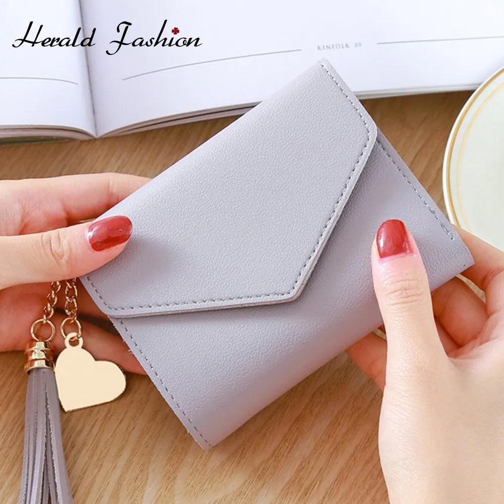 Herald Fashion качественный кожаный женский длинный кошелек с кисточкой