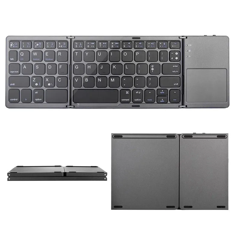 

Mini Portable Twice Folding Bluetooth Keyboard BT Wireless Foldable Touchpad Keypad for IOS/Android/Windows ipad Tablet