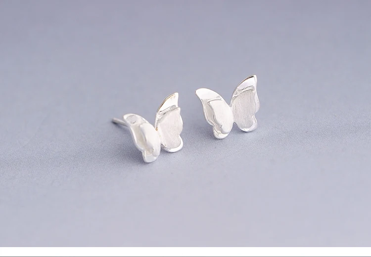 925 стерлингового серебра гипоаллергенно бабочка серьги гвоздики для женщин Свадебные серьги, ювелирные изделия EH557