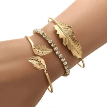 Tocona 3 шт./компл. модные очаровательные богемные листья cartal Регулируемый Набор браслетов для женщин Золотая ручная манжета Pulseiras Femme3858