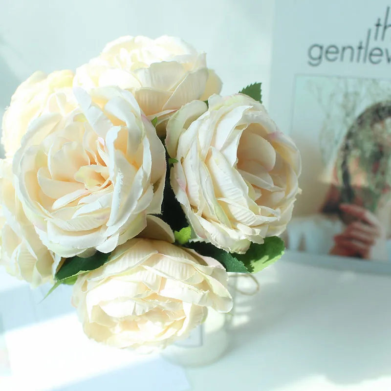 artificial flowers peony bouquet wedding silk roses  (47)
