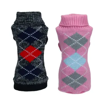 

New Dog Pet Clothes Jacquard Knitted Plaid Puppy Sweater Pet Jumper Coat Apparel Dog Clothes