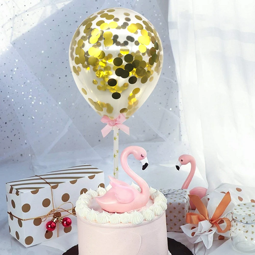 5 шт./компл. 5-дюймовый Детский прозрачный мини-конфетти воздушный шар в виде торта с фиксированный стержень бант-узел для дня рождения креативный шар деко