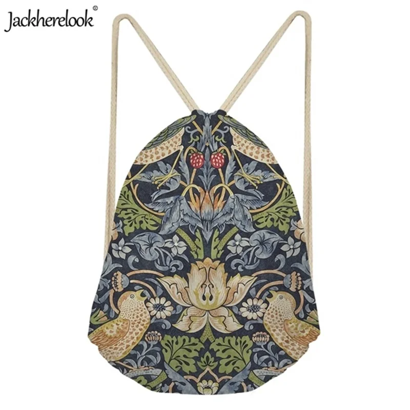 

Jackherelook Outdoor Tourism Ladies Backpack William Morris Printed Folding Drawstring Bags Softback Multi-function Hiking Bag