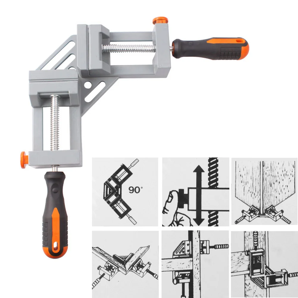 

Double Handle 90 Degrees Angle Clamp Woodworking Frame Protractors Aluminum Alloy Tool -- JDH99