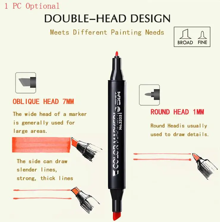 STA 1 шт. дополнительный маркер цвет двойная головка эскиз на спиртовой основе маркер ручка студенческие дизайнеры Набор для рисования краски эскиз искусство Marke