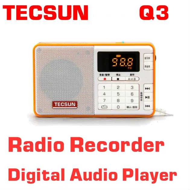 TECSUN Q3 стерео радио карманный размер MP3 плеер FM мини с многоцветным выбором