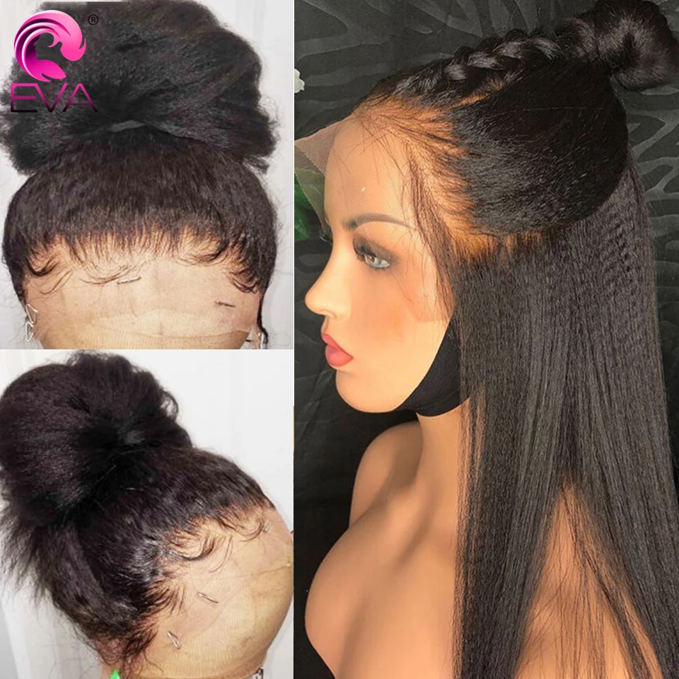 EVA 360 Lace Frontal Wig Pre Plucked With Baby Hair Brazilian Yaki Straight Lace Front Human Hair W