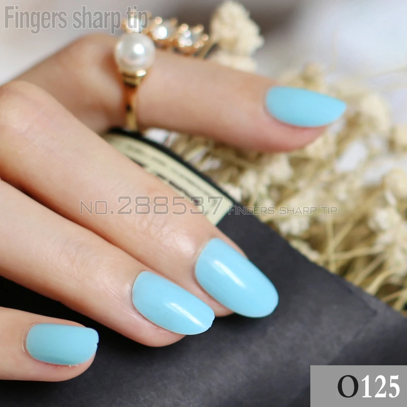 24 шт новый продукт продажи длинные маленькие круглые небесно-голубые Овальные искусственные накладные ногти подходят удобные DIY ногтей