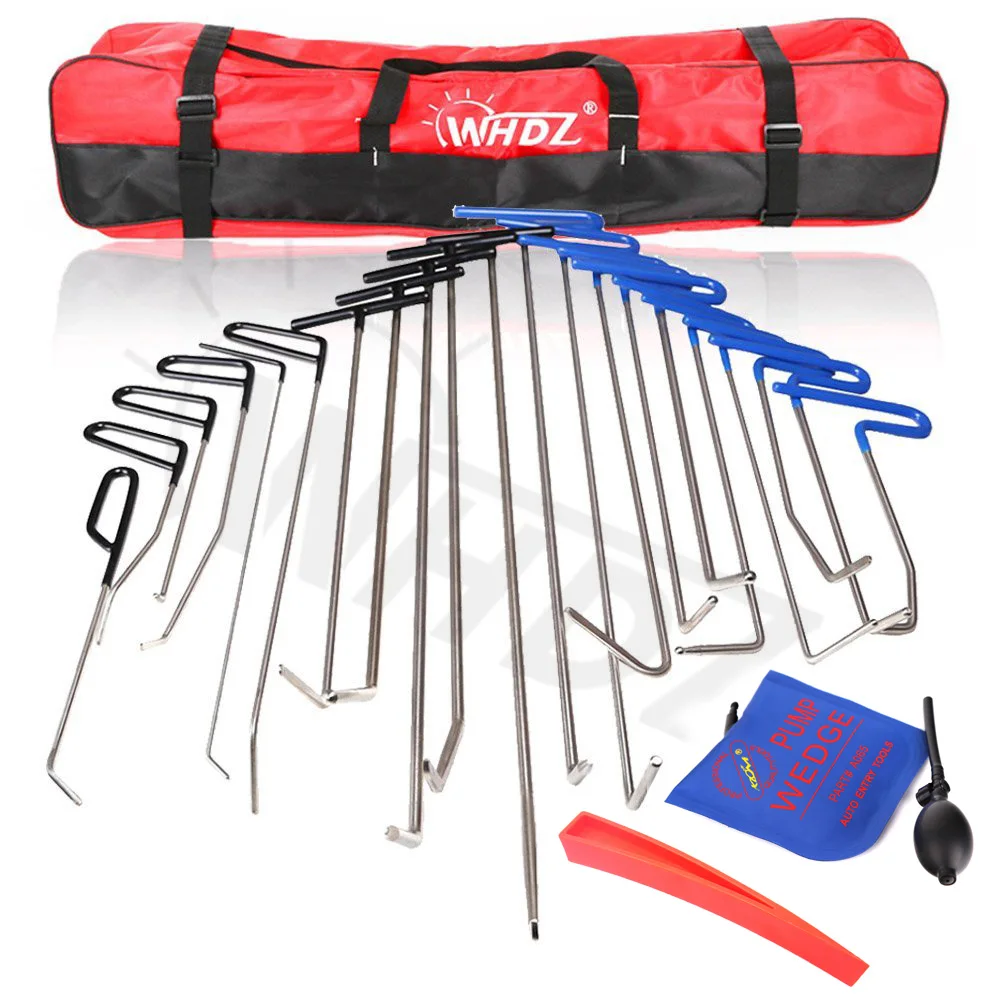 

New 23 Pieces Auto Body Dent Removal Pdr Rod Tool Kit- Hail and Door Ding Repair Starter Set (A+B+C) with Dent Repair pump wedge