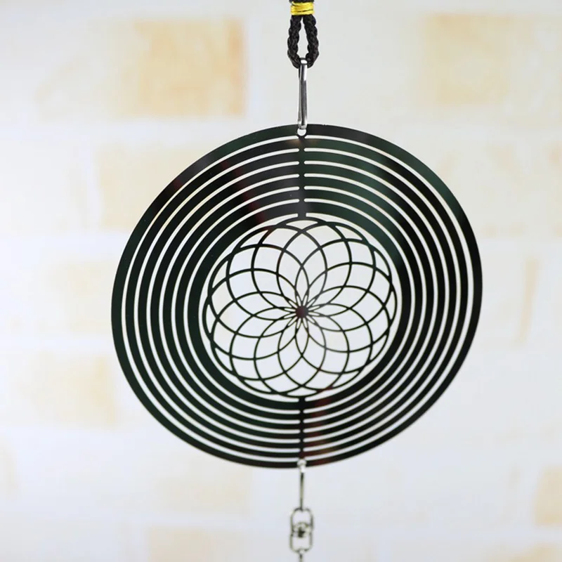 3D Metal colgante Spinner viento Chime con espiral cola bola Centro decoración del hogar LBShipping