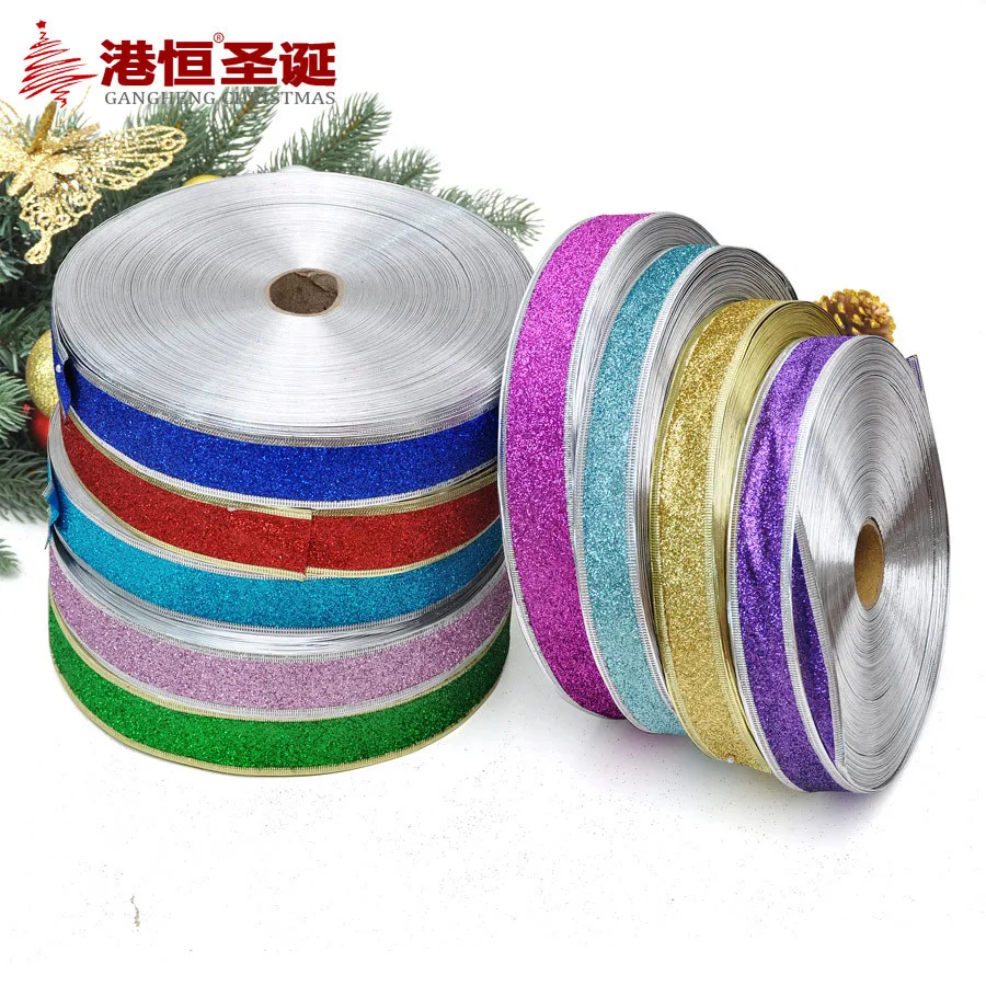(10yards/lot) 30mm Gold Glitter Ribbons Christmas Tree Decor Velvet
