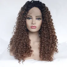 Marquesha термостойкие волокна волос Синтетический парик Омбре плотно вьющиеся синтетические парики на кружеве для черных женщин