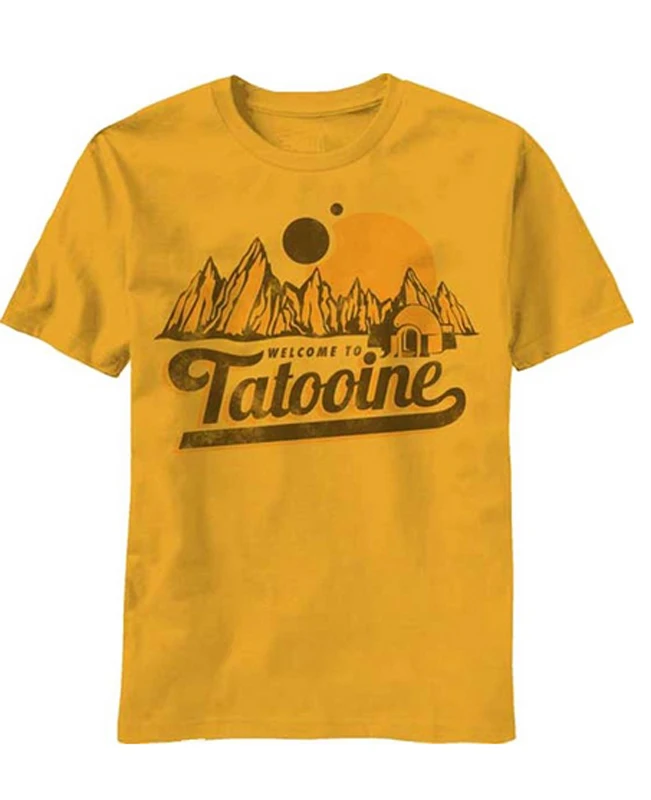 Star Wars Welcome to Tatooine Men's Gold T-Shirt 2017 New Summer Top Mens Graphic Tee Shirt Man Clothing Shirt Heavy Cotton tees Star Wars Welcome to Tatooine Men's Gold T-Shirt 2017 New Summer Top Mens Graphic Tee Shirt Man Clothing Shirt Heavy Cotton tees