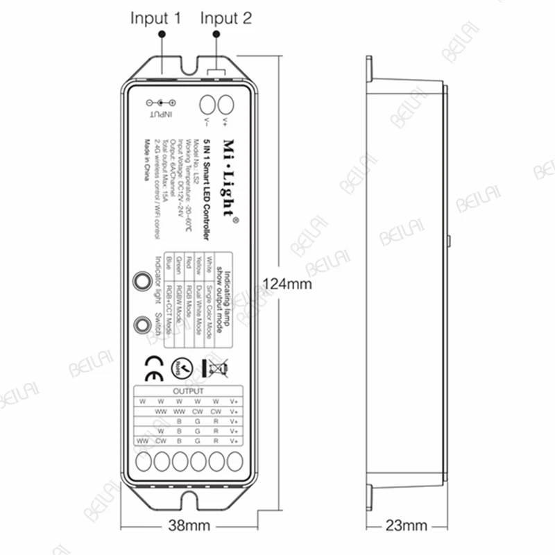 Mi светильник RGB+ CCT Smart P 5 в 1 умный светодиодный контроллер DC12-24V 2,4G Беспроводное управление для одноцветной CCT RGB RGBW светодиодной ленты