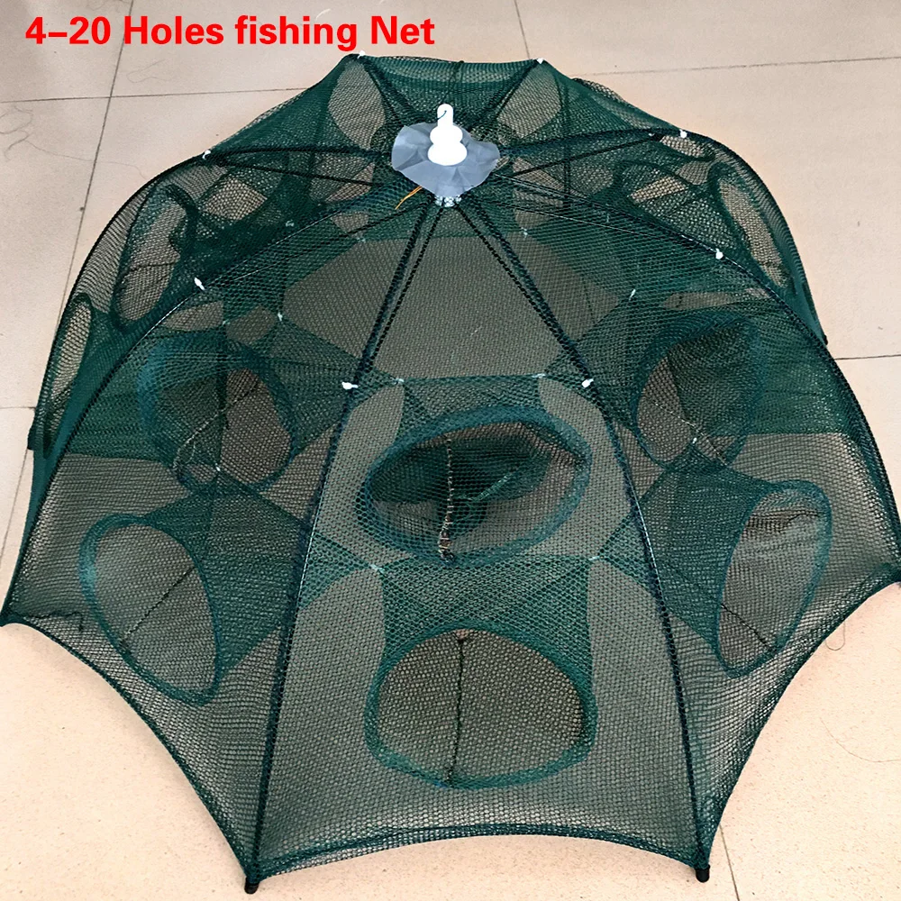 Folded Portable 4/6/8/10/12/16/20 Holes Automatic Fishing Shrimp Trap Fishing Net Fish Shrimp Minnow Crab Baits Cast Mesh Trap