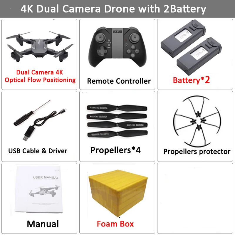 Visuo XS816 Радиоуправляемый Дрон оптический поток Радиоуправление с 4K двойной камерой wifi FPV Дрон жесты складной Квадрокоптер VS XS809HW xs809 - Цвет: Set11 4K 2BAT FB