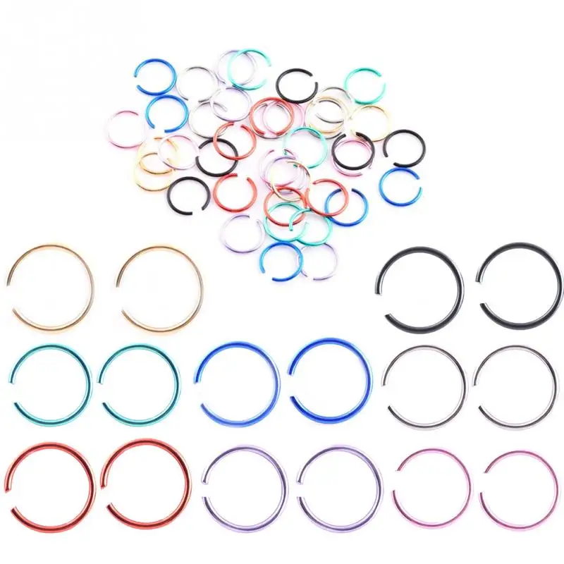 

40pcs/set Fashion Unisex Stainless Steel Body Jewelry Non Pierced Fake Punk Nose Lip Ear Hoop Charm Jewelry Accessory for Girl