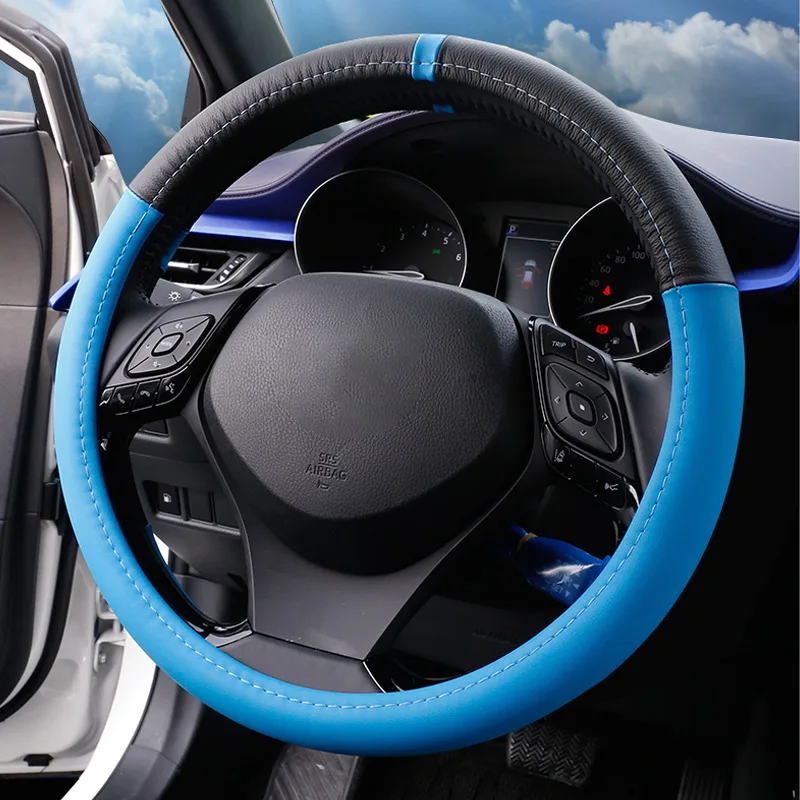 Автомобильный Стайлинг ступицы рулевого колеса Крышка для Toyota CHR CH-R- автомобиль покрытие для руля внутренние украшения аксессуары - Название цвета: Blue spell black