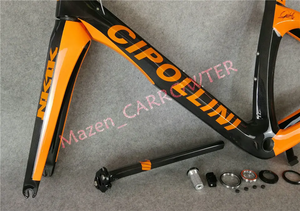 T1000 3K/1K CARROWTER bicycle Frameset Orange-Black Fluo Cipollini NK1K carbon road bike frame with BB68/BB30 Matte/Glossy