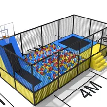 Экспортируется в США крытый батут парк с пенной ямой и баскетбольной подставкой CE сертифицированный HZ-048