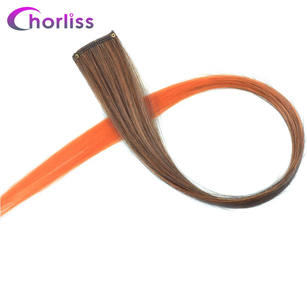 Chorliss сделано 10 цветов Цельный зажим для наращивания волос цветные длинные прямые Омбре синтетические шиньоны для женщин детей - Цвет: #33