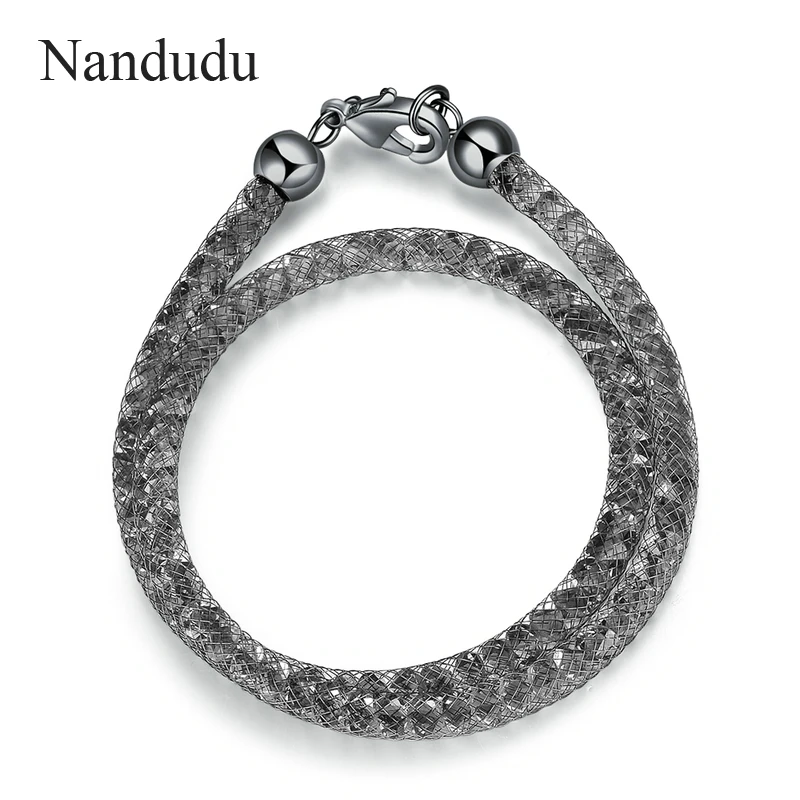 Nandudu распродажа сетчатый Браслет с австрийскими кристаллами два круга