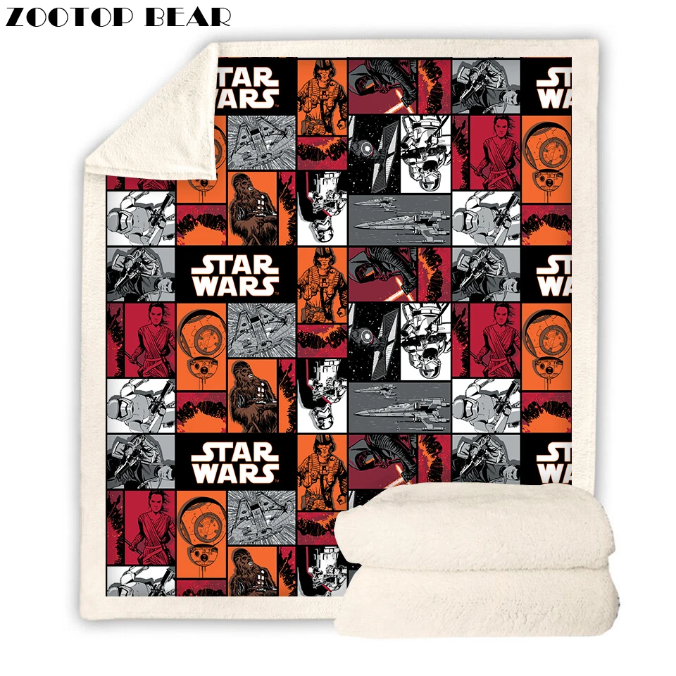 

Star Wars Design Blanket Plush Cartoon Sherpa Fleece Microfiber for Kids Man 2019 New Throw Blanket Bedspread Drop Shipping