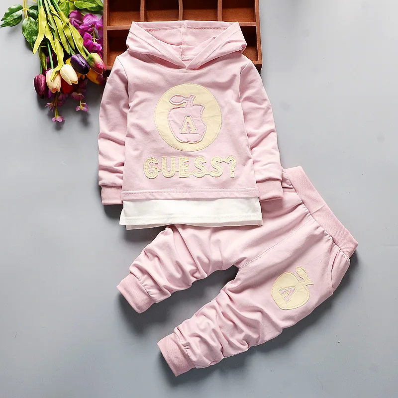 

Childrens Girls Tracksuit For Boys Hooded Coat + Long Pants 2PCS Outfit Set 2017 Spring Autumn Cotton Casual Kids Sport Suits