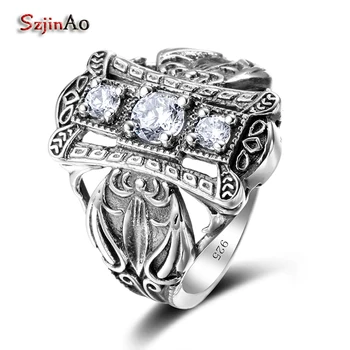 

Szjinao Female Marriage Ring Finger Jewelry 925 Sterling Silver White zirconium Rings Bohemia Wedding Christmas party gift Anel