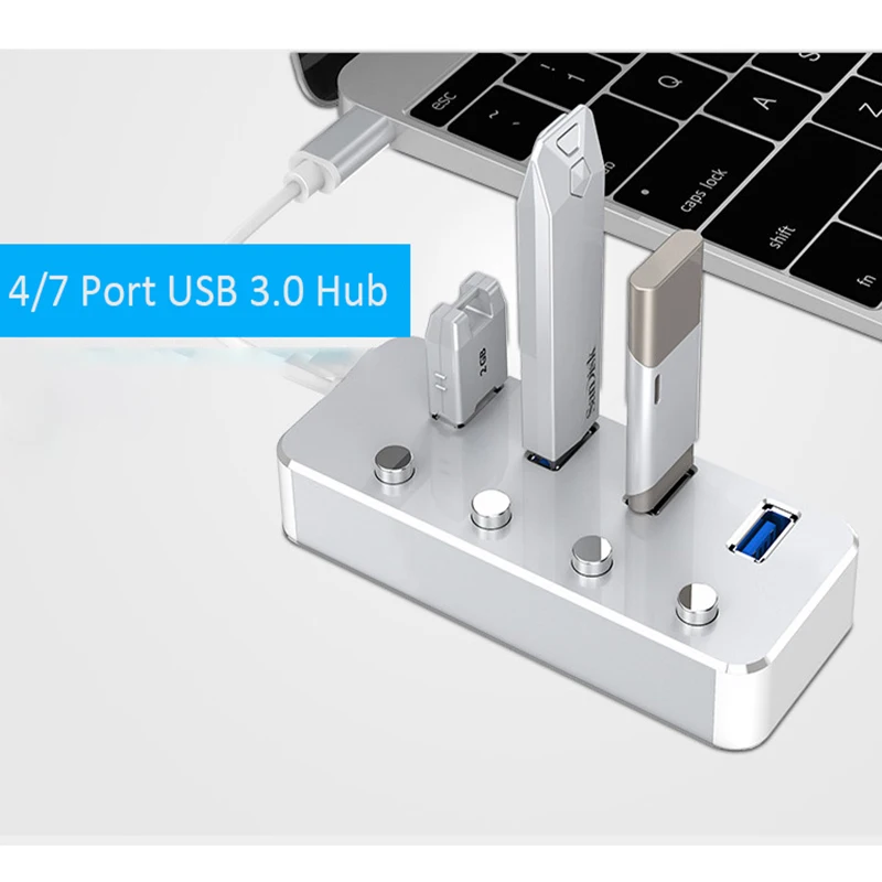 7 портов USB 3,0 Мобильный док-станция для подзарядки телефона внешний жесткий диск type-C кабель для передачи данных для ноутбука многофункциональный концентратор док-станция