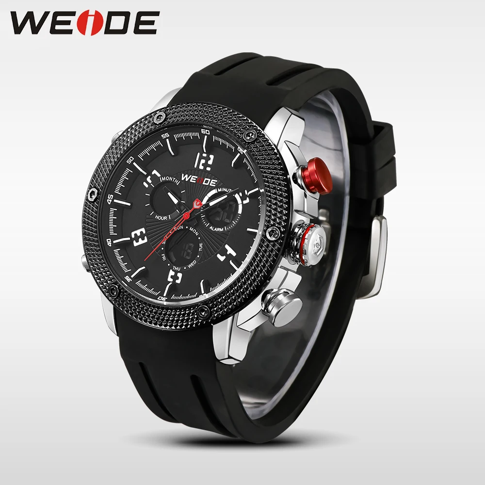 New Brand WEIDE Watch Men Sport Style Japan Quartz Digital Dual Display Move't Silicone Waterproof Wristwatch Male Montre Homme