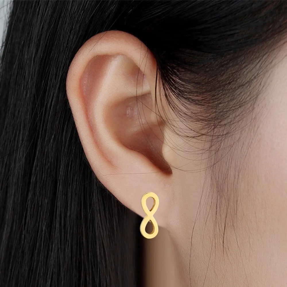 Minimalist Simple Earrings Small Gold Infinite Earring Geometric 8