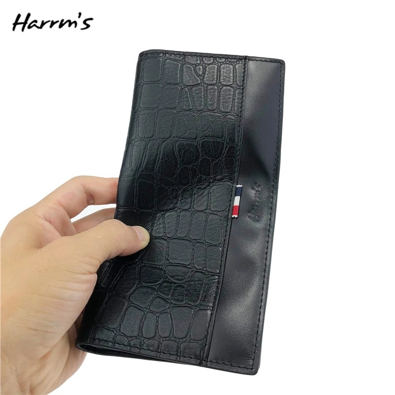 

Harrms High-end Genuine Leather Wallet Men Brand Fashion Crocodile Grain Short Design Purses Male Gift Card Holder Wallet Bags