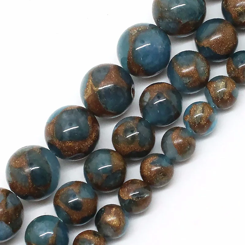 

1 Set 6,8,10,12mm Size Natural Blue SandStone Round Shape Beads DIY Necklace Bracelet For Jewelry Making Accessories