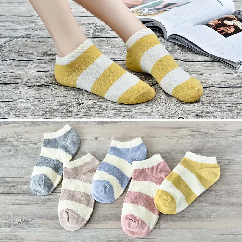 Leisure Cotton Stripe Thin Section Short Sock Shallow Mouth Absorb Sweat Breathable Comfortable