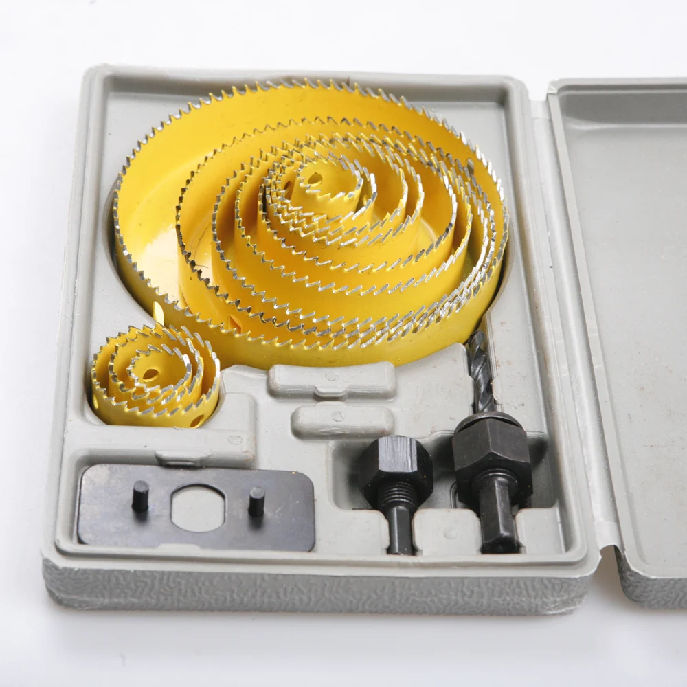 

16pcs Hole Saw Kit Cutter Cuts Plastic Wood Case Thin Metal Set Hex Key Mandrel
