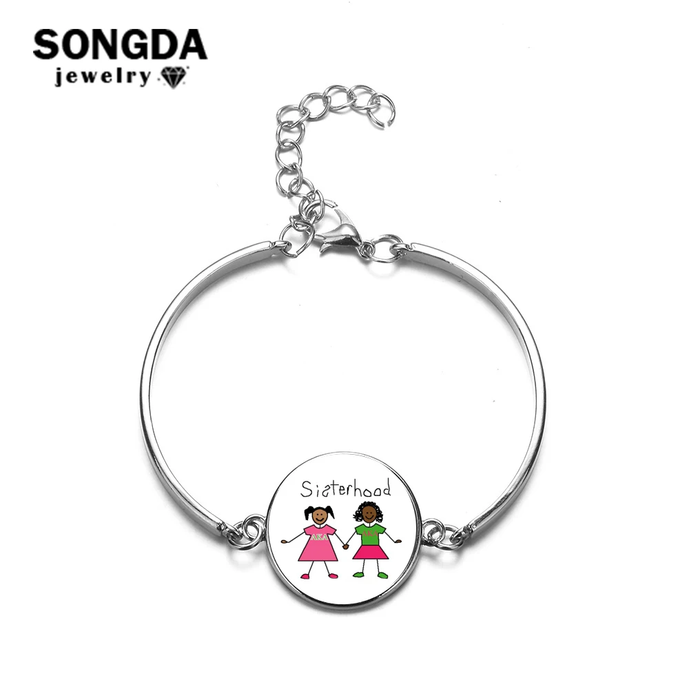 SONGDA Charm AKA Art стеклянный кабошон браслет с подвеской греческое братство Альфа Каппа Альфа модные ювелирные изделия 9 стиль на выбор