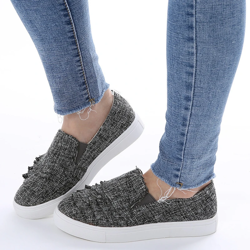 Women Slip On Flat Denim Casual Shoes Canvas Leisure Espadrilles