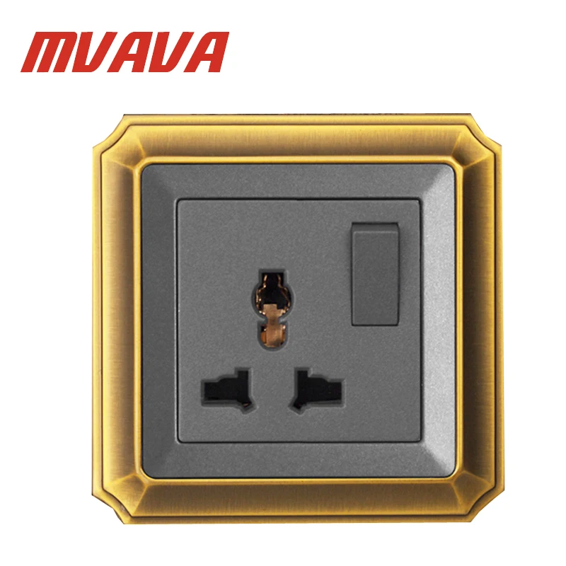 MVAVA Multifunction Universal 3 Pin Wall Plug Socket Luxury Decorative