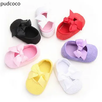 

Cute Newborn Baby Girls Prewalker Shoes Infant Baby Girls Casual Lace Cotton Embroidery Floral Crib First Shoes bowknot shoes